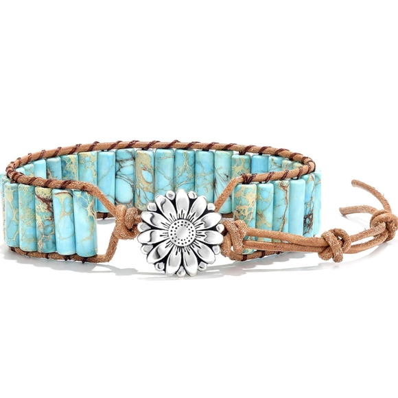 Boho turquoise and genuine leather bracelet nwot💗 - Picture 4 of 4